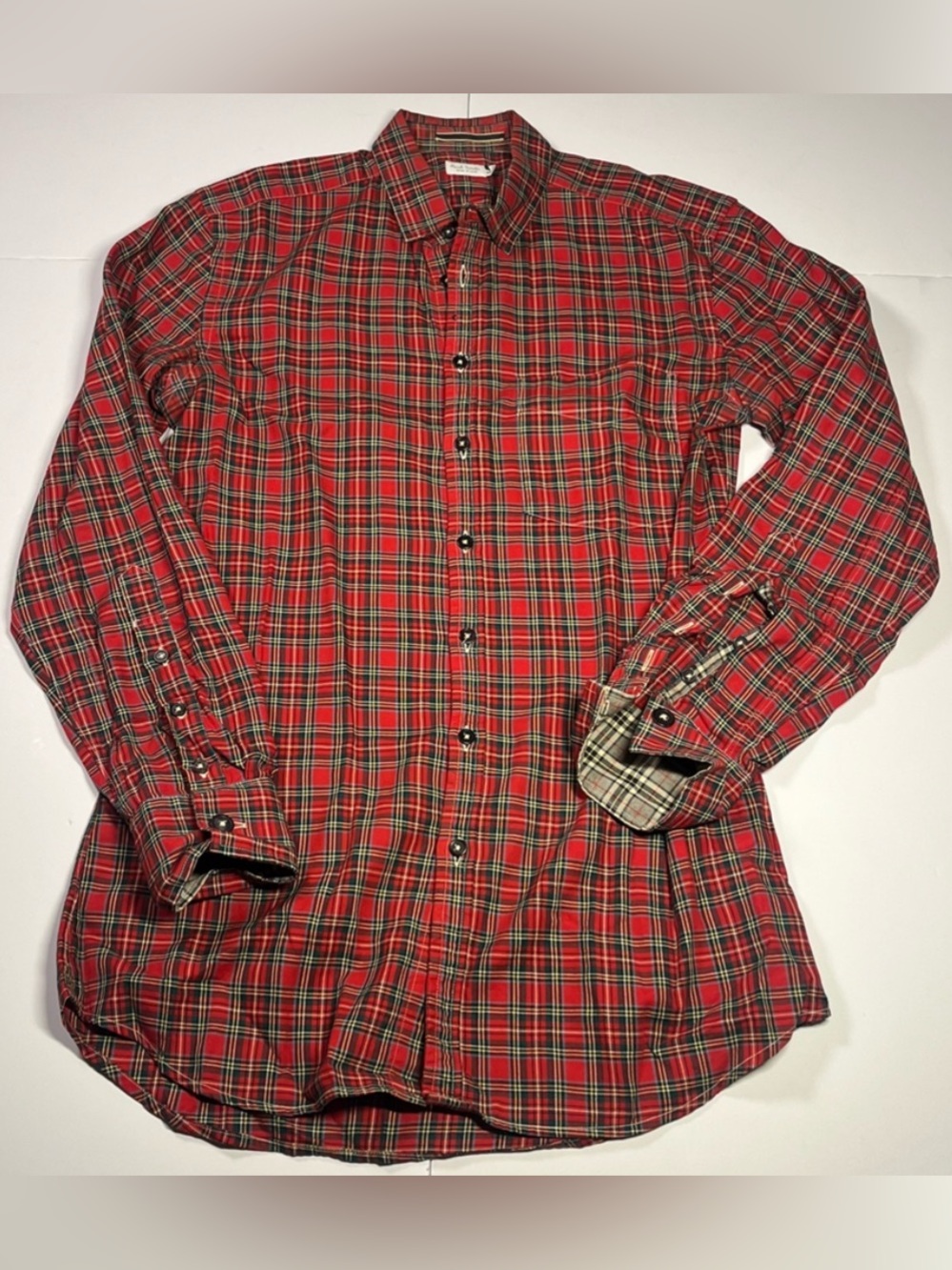 Paul Smith Made in Italy Red Tartan Plaid Button Down Shirt Small 100% Cotton